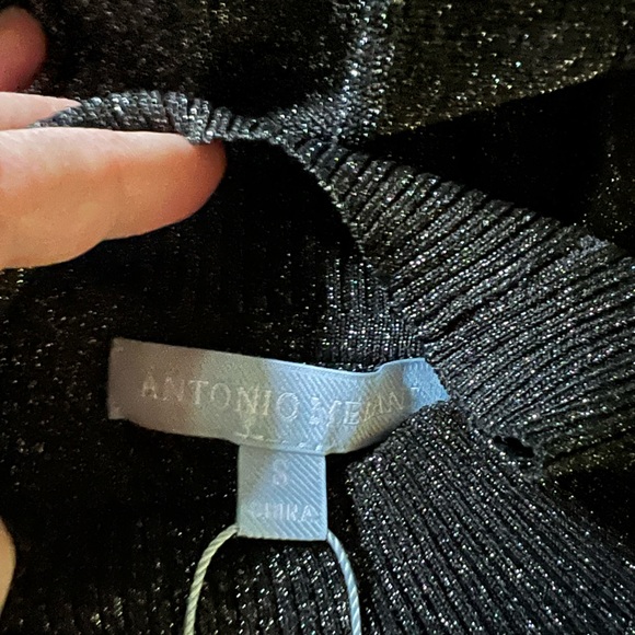 Antonio Melani Silver Lurex Pleaded Sweater Midi Dress - Picture 10 of 11